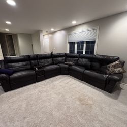 Power Reclining Modular Leather Sofa – Good Condition