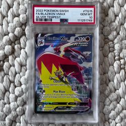 2022 POKEMON SWORD & SHIELD SILVER TEMPEST #TG15 FULL ART/BLAZIKEN VMAX PSA 10