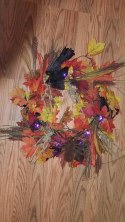 Light up Halloween wreath
