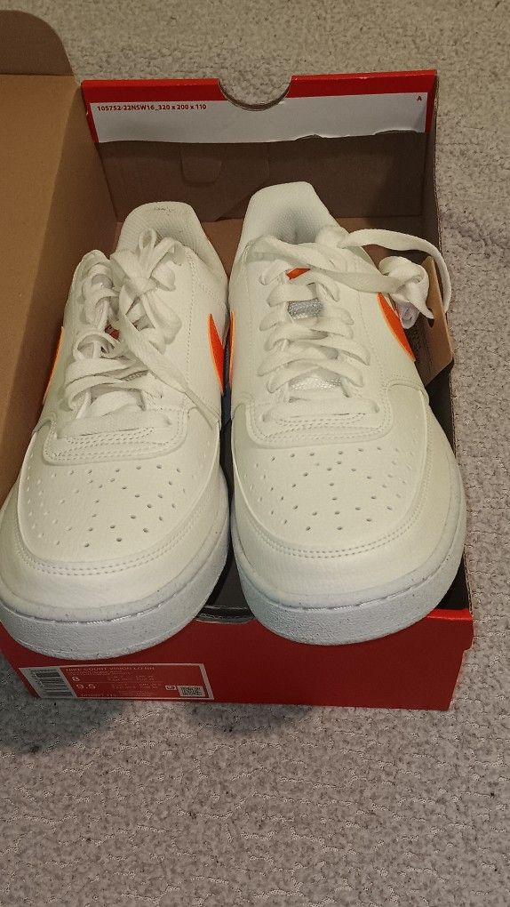 Nike Court Next Nature Sail Orange/White Size 8 Mens Women's Size 9.5 New