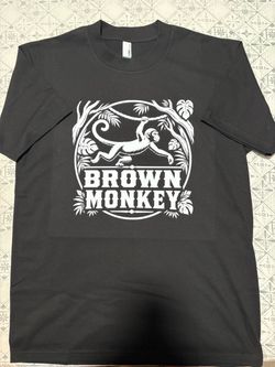 BROWN MONKEY Design Tshirt for Men or Women. Large Size Adult. Also available in Medium, XL and 2 XL shirt sizes.
