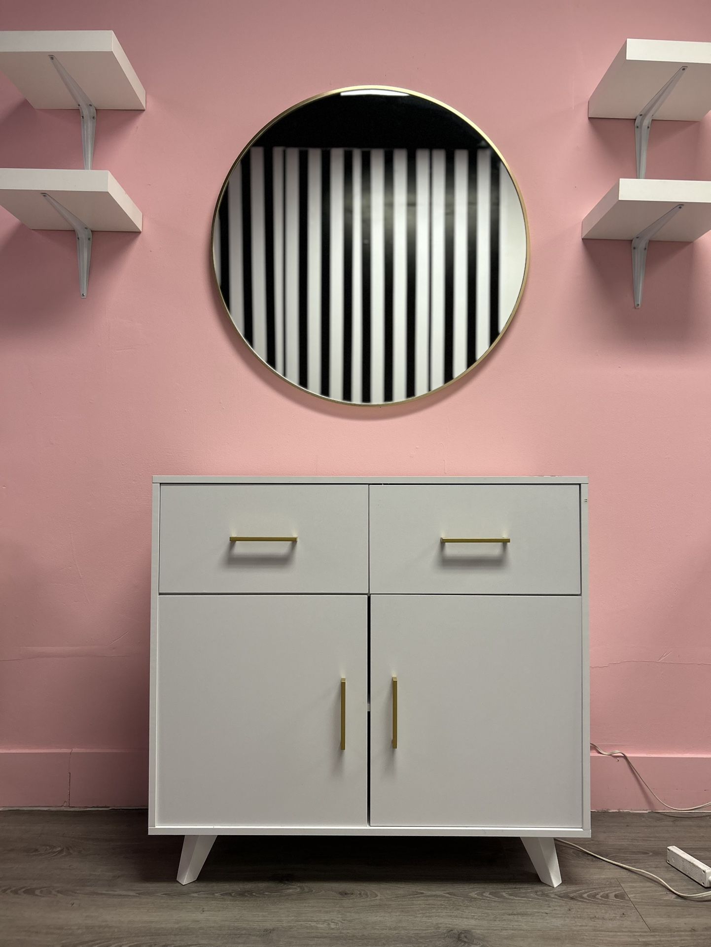 2 Sets Of Beauty Salon Styling Station With Round Mirror (PICKUP ONLY)