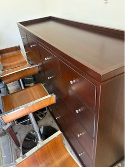 Dark Wood Dresser with Chrome Knobs