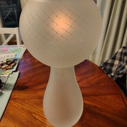 (3) Piece Glass Mushroom Oil Lamp. Made in Poland