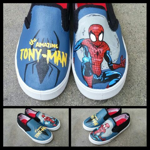 Spiderman custom hand painted kids shoes