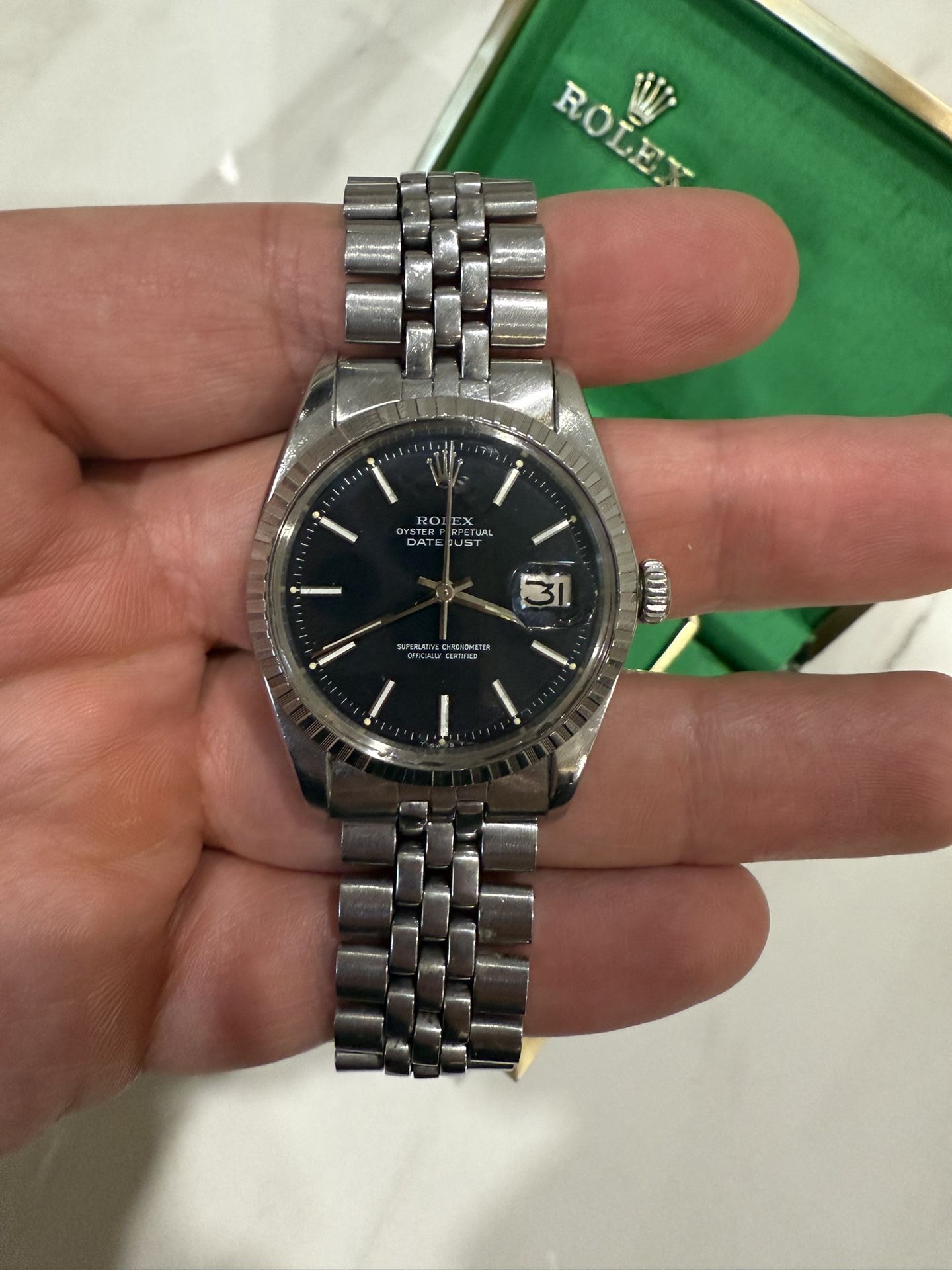 Rolex Datejust Ref. 1603 – Black Dial, Full Set (1973)