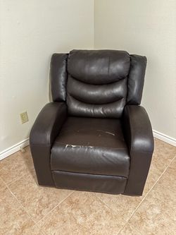 Dark Brown Faux Leather Recliner Chair