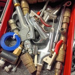 Large Lot of Air Tool Accessories - Blow Guns, Fittings, & Connectors