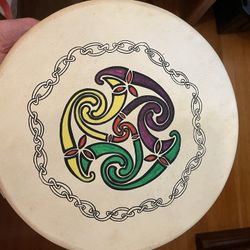 Irish Bodram Drum with drumstick.