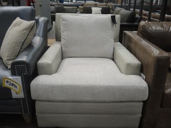 Bernhardt Cantor Oversized Two-Tone Chair (Cream Fabric & Grey Leather)