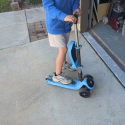Blue Four Wheel Kids Scooter With Seat