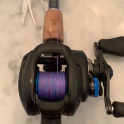 Shimano Slx Dc Baitcaster Reel And Rod With 30 Lb Braided Line. Tackle Box  Full Of Lures And Soft Plastics. Fish Weigher for Sale in Pearland, TX 