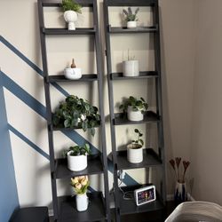 Modern Black Ladder Bookshelf / Display Shelf