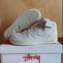 Stussy Air Force 1 Mid Fossil Hemp Size 10 Brand New