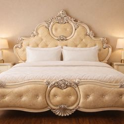 Luxury French Bedroom Set – Extended Queen Size, Full Matching Suite w/ Mattress