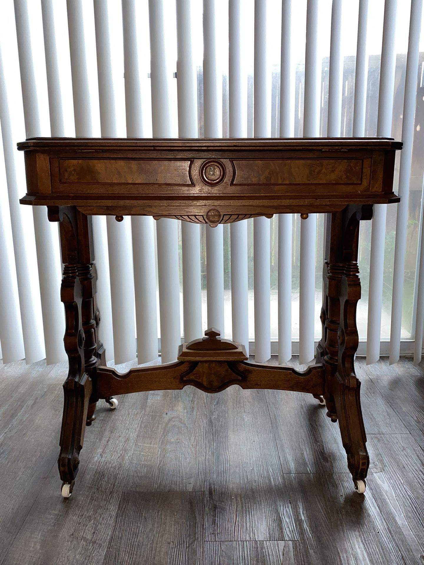 Late 1800s Antique Solid Wood Desk 