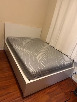 Full Size - White Bed Frame with Sealy Mattress