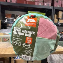 Ozark Trail 50F Youth warm weather rectangle sleeping bag - Teal & Pink