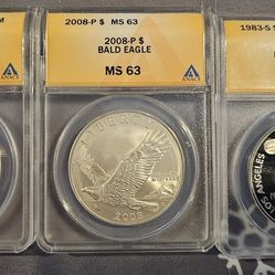 LOT OF 3 ANACS GRADED SILVER COINS