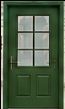 Green Wooden Exterior Door with Glass Panels