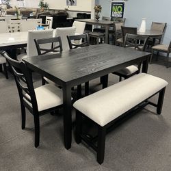 6PC Black Dining Table Set 