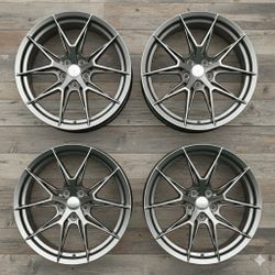 Set of 4 19 X 9.5 5x112/5x114.3 ET:38 Wheels Hyper Black BBS Style Rims