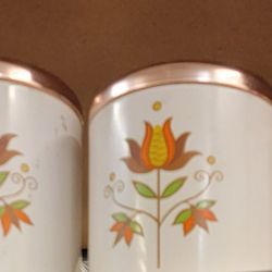 Vintage Metal Kitchen Canisters By Ransburg 