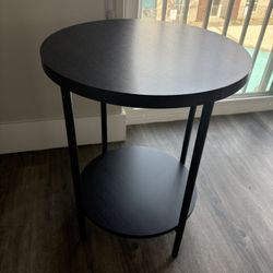Wood and Metal Round End Table