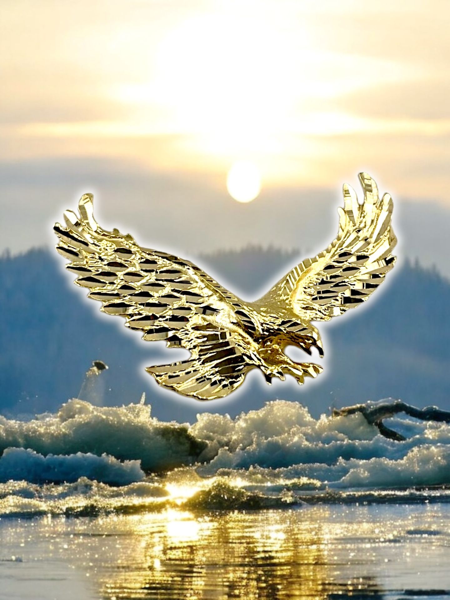 14kt 8.40g Yellow Gold Eagle Pendant.