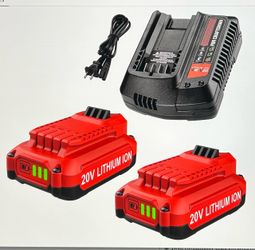 2 Pack 20V Battery Combo with Charger Craftsman Replacement