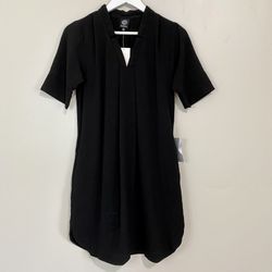 Bobeau Women’s Short Sleeve Knee Length V Neck Dress Black Size XS NWT FLAW