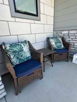 3-Piece Wicker Patio Conversation Set with Cushions