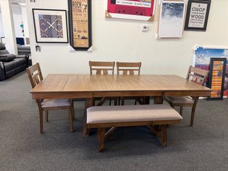 Dining table with 4 chairs and a bench