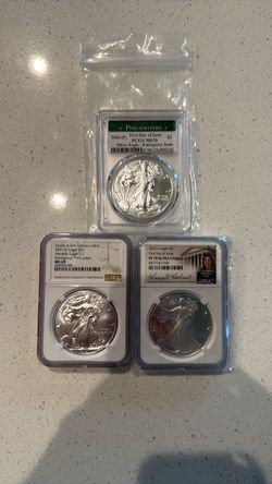Graded American Silver Eagle Coin Lot of 3