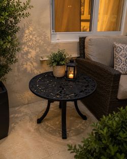 Black Cast Aluminum Patio Side Table – Outdoor Accent Table