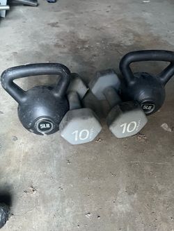 10lb Dumbbells and 5lb Kettlebells Set