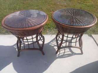 Boho Rattan End Tables 