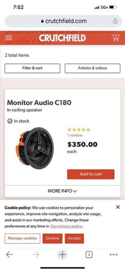 Monitor Audio C180 In Ceiling Speakers Set Of 4speakers