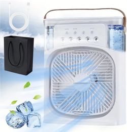 Air Cooler with Humidifier, USB Mini Cooler Fan, Quiet 3 Hole Spray Cooler With Colorful Night Light