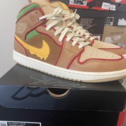 Jordan 1 Mid Cheeseburger Worn 1x Size 11