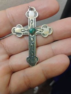 Vintage sterling silver cross pendant native American
