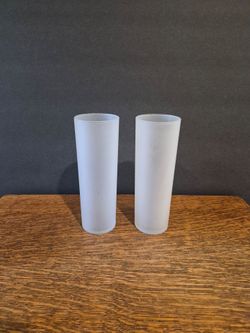 Set of Two Vintage Libbey White Frosted Satin-Tone Tumblers 7"