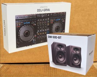 Pioneer DJ Package DDJ-GRV6 4-Channel Mixer Rekordbox Serato Controller Labtop Smartphone Tablet DM-50D-BT Bluetooth Monitor Speakers Bundle 🚨 Paymen
