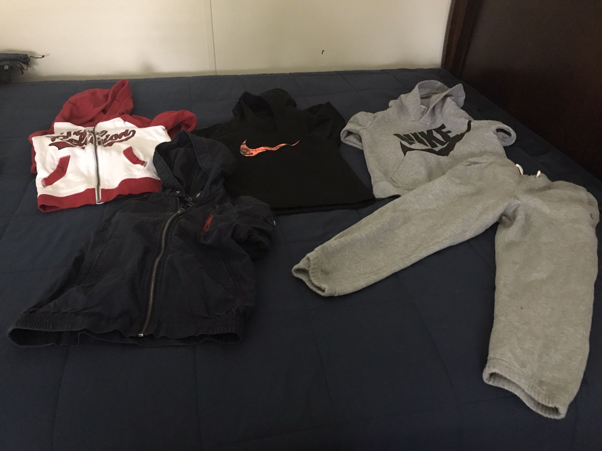 2 Boys Nike Hoodies 1 True Religion Hoodie . Pair Ralph Lauren Jogging Pants Size 7 Boys Ralph Lauren Polo Jacket Size 6.