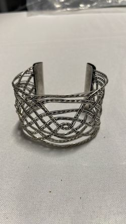 Silver Wire Woven Cuff Bracelet