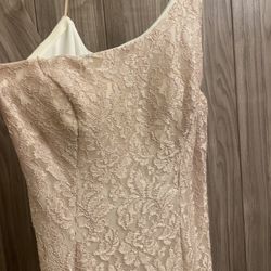 Off The Shoulder Davids Bridal Evening Gown Lace Blush Pink Size 14 