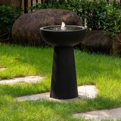 23.23" H Outdoor Water Fountain Made with Eco-Friendly Recyclable Materials, Polyethylene Bird Bath Bubbler Water Fountain Outdoor, Garden Decor with 