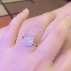 3.65 Ct  Natural salt and pepper diamonds 14k White Gold Ring