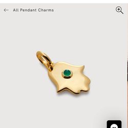 Monica Vinader  Hamsa Pendant 18k Gold Vermeil & Green Onyx