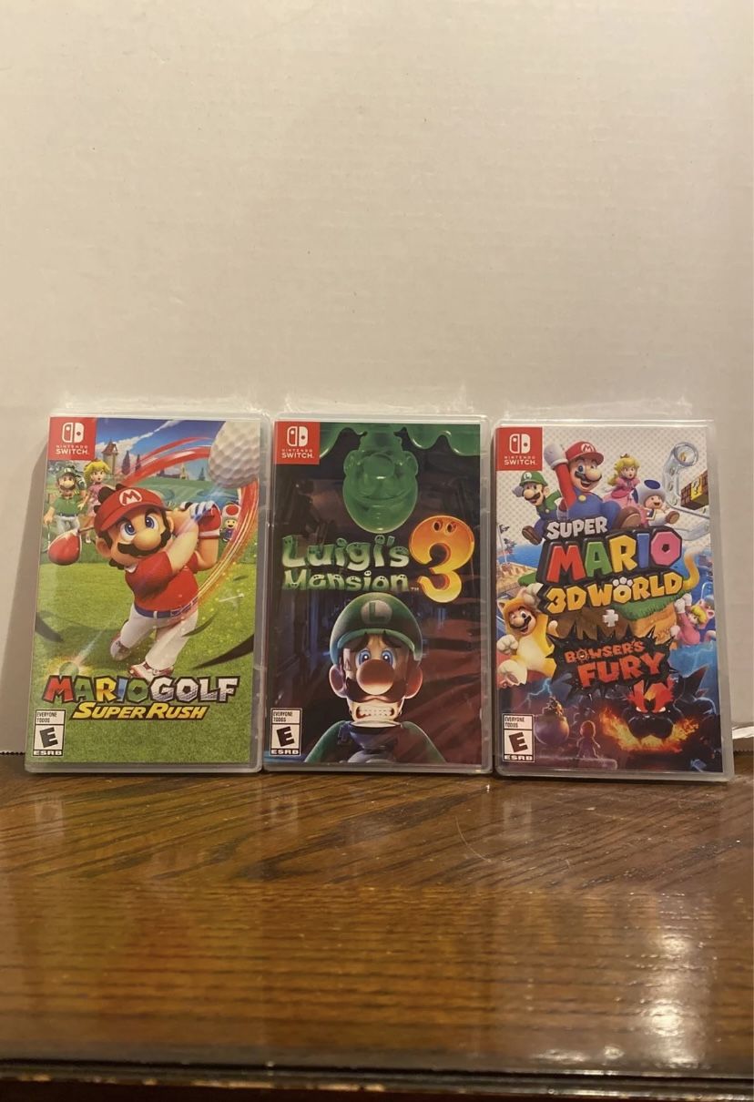 Nintendo Switch games Sealed bundle  Mario Golf  Luigi’s Mansion 3 Super Mario 3D World Browser’s Fury